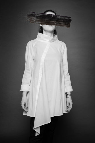 Shirt with asymmetric front
